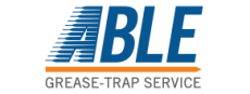 ABLE Grease-Trap Service logo with blue text and orange line.